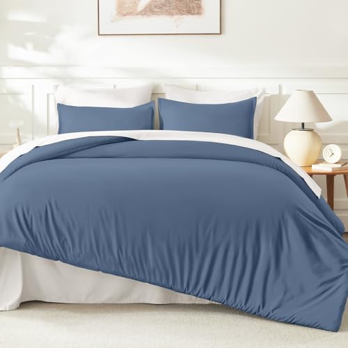 Litanika Ocean Blue Comforter Full Size, 3 Pieces Lightweight Solid Bed Set