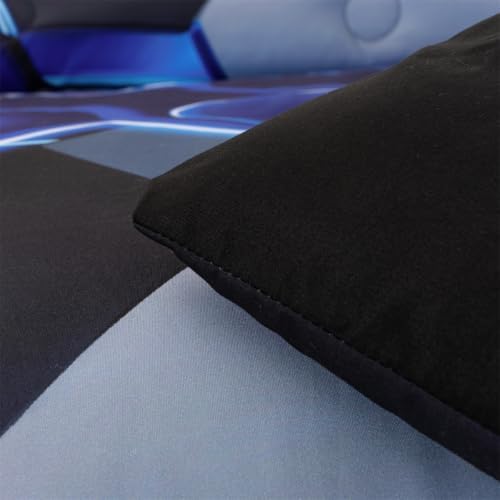 NTBED 3D Gaming Comforter Set for Boys Kids Teens,5pcs Gamer Bedding Sets with Sheet,Game Console Bed in a Bag(Blue, Queen)
