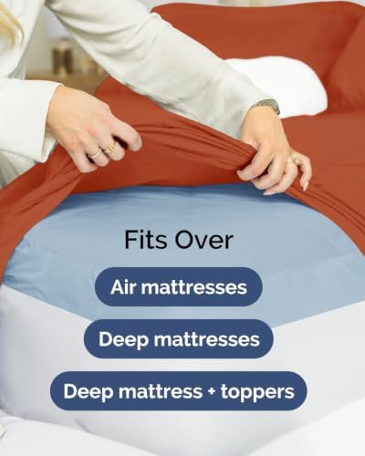 CGK Linens 2 Pack Extra Deep Twin XL Fitted Sheets - Terracotta