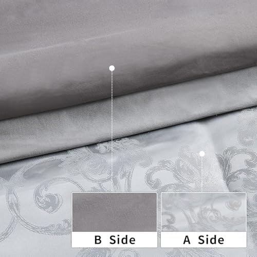 Bedduvit Luxurious Silky 7 Piece Queen Comforter Set - Soft Jaquard Floral Patchwork Design Comforters Queen Size, Silver Gray Down Alternative Bedding Set with Bed Skirt, Shams and Decorative Pillows