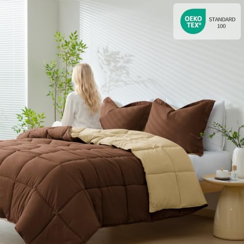 HIG 3pc Chocolate King Size Bedding Comforter Set Duvet Insert Blanket