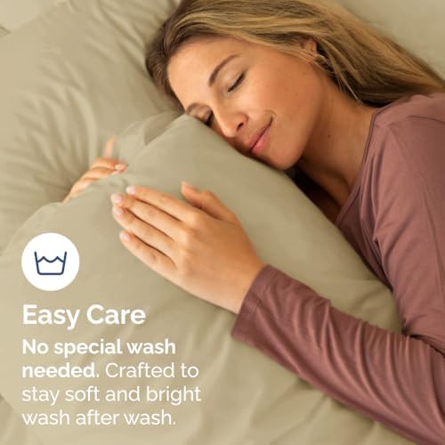 Queen Pillow Cases Set of 6 - Ultra Soft Cozy Pillowcase Covers - Beige