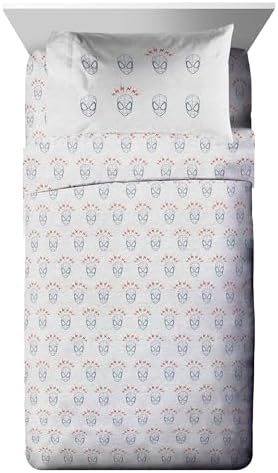 Marvel Spiderman Twin Comforter Set 5 Piece Bedding for Boys, Blue