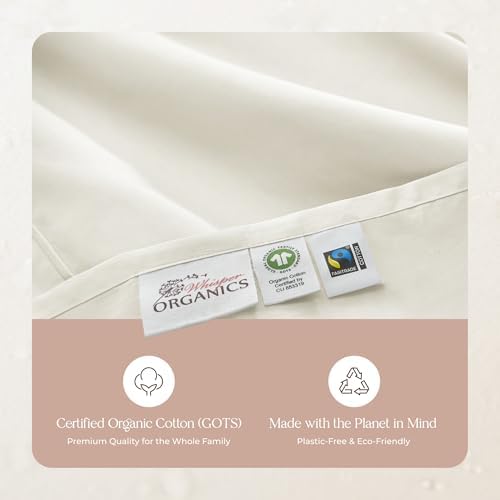 100% Organic Cotton Duvet Cover Queen Size - Naturally Soft Lightweight & Cooling Duvet Cover Set with Decorative Shams - Premium GOTS Certified 300 Thread Count Sateen Weave (Natural, Queen)