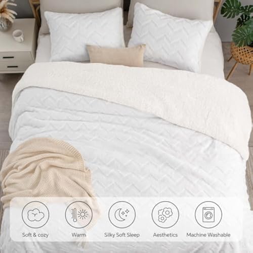 BEDELITE Fluffy Sherpa Full Comforter Set,White
