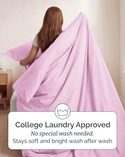 Duvet Cover Twin/Twin XL - 2 Piece Set, College Dorm Room - Light Pink