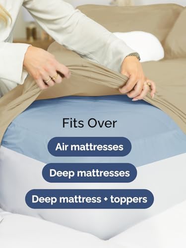 CGK Linens Extra Deep Full Fitted Sheet - Fitted Sheet Only - Beige