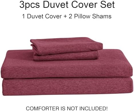 PURE ERA Jersey Knit Duvet Cover Set Heather Burgundy Red Queen