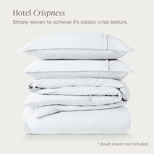Bare Home 100% Organic Cotton Percale Duvet Cover Set (King, White)