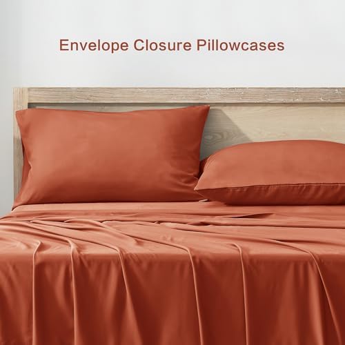 Andency Orange King Sheets Set 100% Viscose Derived from Bamboo