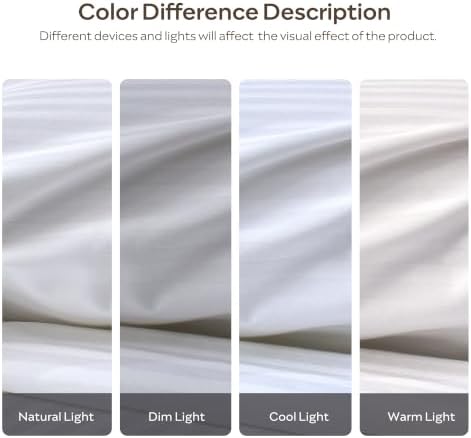 JELLYMONI 100% Cotton Sheet Set, White Sateen Striped, Queen
