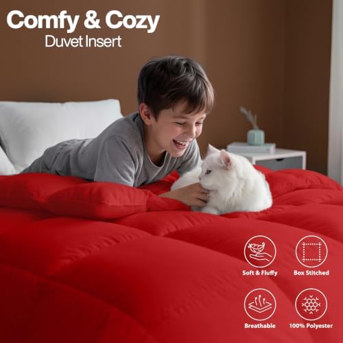 Utopia Bedding Comforter King Size, Duvet Insert, Red, 90 x 102 Inches