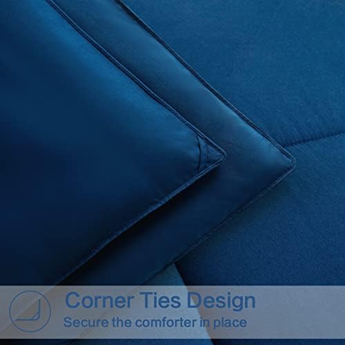 EASELAND King Size Down Alternative Comforter, Navy, 90x102 Inches