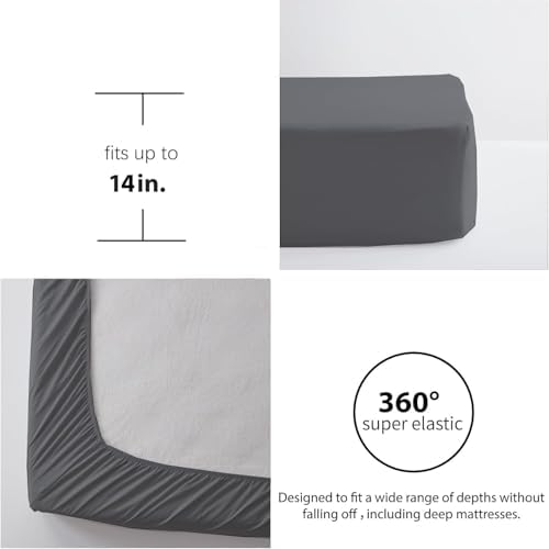 Full Size Comforter Sets 7 Piece, Dark Grey Bed in a Bag Full Bedding Set