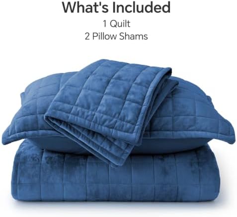 BEDELITE Velvet Quilt Set Queen Size, Luxury Velvet Comforter Bedding