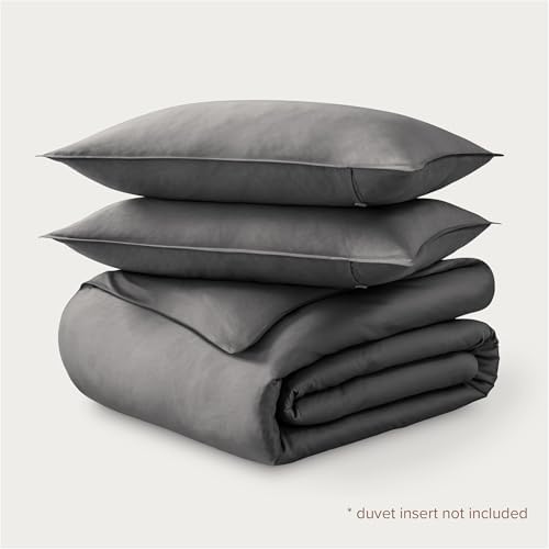 Bare Home 100% Organic Cotton Sateen Duvet Cover Set (King/Cal King, Grey)