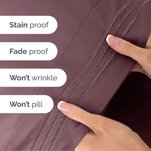Queen Size 4 Piece Sheet Set - Ultra Soft & Cooling Bed Sheets - Cool Plum