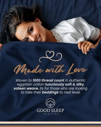100% Egyptian Cotton Twin XL Sheets, 4 Pc, Midnight Blue Sheets Twin XL