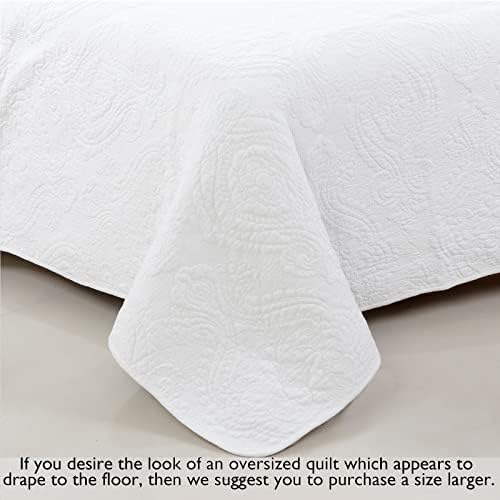 Cozy Line Home Fashions 100% Cotton Matelasse Medallion Solid White Luxury Chic Bedding Quilt Set, Reversible Lightweight Bedspread Coverlet for All Season (Medallion - White, King - 3 piece)