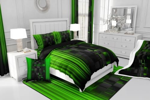 Feelyou Kids Green and Black Comforter Set Ombre Bedding Set King Size
