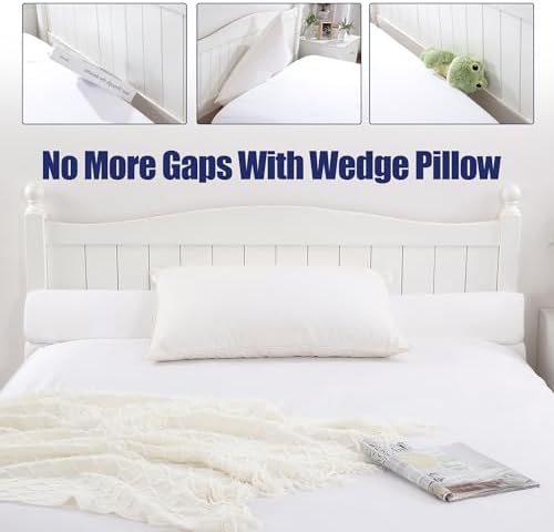 HOMBYS Wedge Pillow Headboard for Bed Gap,Foldable Bed Wedge Gap Filler Full Size,Matterss Gap Filler,Multi Functional Bed Crack Pillow, Fill The Gap (0-7") Between Your Headboard and Mattress,White
