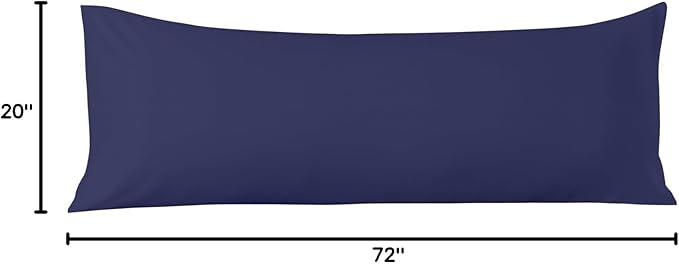 Comfort Beddings Body Pillowcase, 100% Organic Cotton 720 Thread Count Sateen, Soft Cooling Blue, 1-Pack, Hidden Zipper Closure, Hotel Quality, Fade & Shrink Resistant, 20 x 72 Inches
