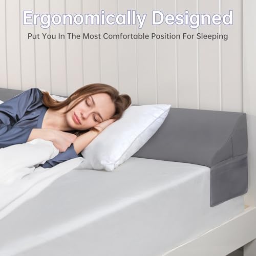 Vekkia Bed Wedge Pillow for Headboard,Bed Gap Filler Twin (Gap 0–6") Gray