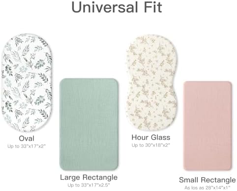 Organic Baby Bassinet Sheets Soft 33”x17” 2 Pack Fitted Mattress Pad Cover