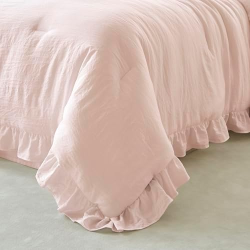 Pink Ruffle 2 Pieces Comforter Set Twin Shabby Chic Bedding Set