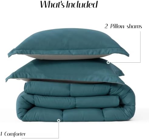 HIG 3pc Dusty Blue Twin/Twin XL Bedding Comforter Set Duvet Insert Blanket