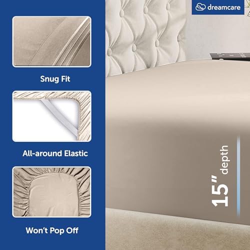 DREAMCARE California King Sheet Sets - 6 pcs Breathable Cooling Sheets