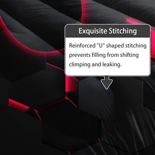 Axolotl Gamer Comforter Set King Size,Geometric Honeycomb Gaming Bedding,Video Games Comforter,3 Piece Game Console Print Bedding Set for Kids Boys Girls Teens,1 Duvet 2 Pillowcases,Blue Red