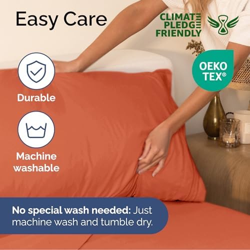 Queen Size 4 Piece Sheet Set - Soft & Cooling Bed Sheets - Harvest Pumpkin