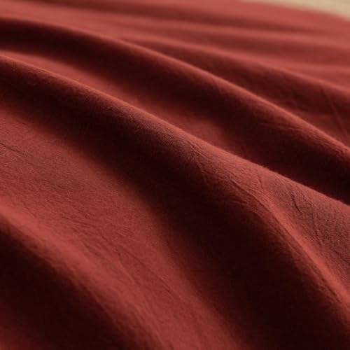 BESTOUCH Cotton Solid Duvet Cover Set Fired Brick Red Super King Plus