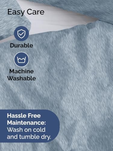 Duvet Cover Full Size - 3 Piece with Zipper Closure - Heathered Blue