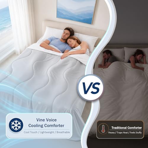 Cooling Comforter for Hot Sleepers, King 106x90, Silver Gray
