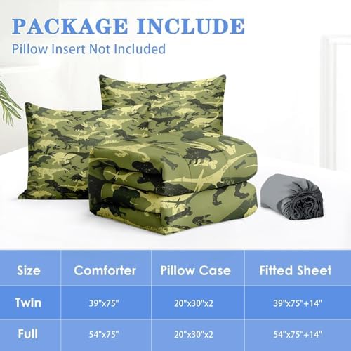Nesker Dinosaur Full Zipper Bedding for Boys, 3-Piece-All-in-one
