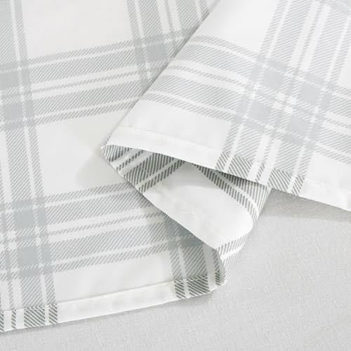 Chezmoi Collection 4-Piece Lodge Plaid Sheet Set King Size - Gray White Plaid Stripe Printed Brushed Microfiber Lightweight Breathable Deep Pocket Bed Sheets