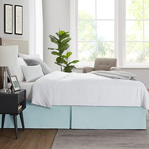 Nestl Light Baby Blue Bed Skirt Cal King Size - Cal King Bed Skirt 14 Inch Drop - Brushed Microfiber Bed Skirts - Hotel Quality Pleated Bed Skirt - Shrinkage & Fade Resistant