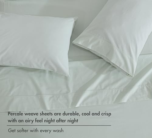RUVANTI 100% Cotton California King Sheet Set, Percale Sheets, Sage Mist
