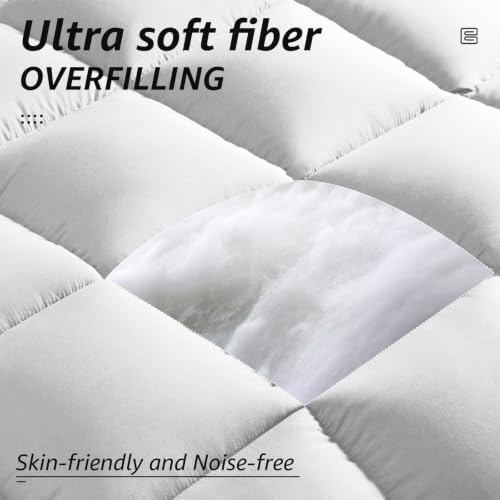 HYLEORY All Season California King Size Bed Comforter - Cooling Goose Down Alternative Quilted Duvet Insert with Corner Tabs - Winter Warm - Machine Washable - White