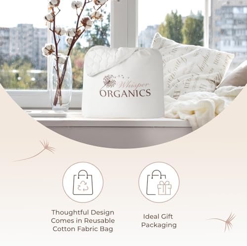 Whisper Organics 100% Cotton Organic Quilted Mattress Pad Protector