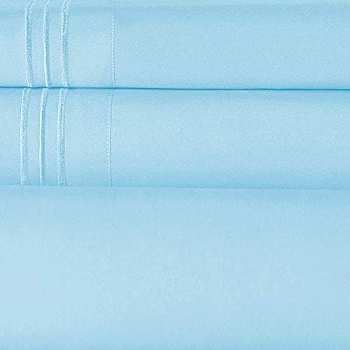 Elegant Comfort Luxury 1500 Premium Hotel Quality Microfiber 4-Piece Sheet Set - Wrinkle Resistant, All Around Elastic Fitted Sheet, Deep Pocket up to 16", Queen, Aqua