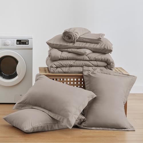 Love's Cabin King Size Comforter Set - Burlwood, 7-Piece King Bed in a Bag, All Season Bedding with 1 Comforter, 1 Flat Sheet, 1 Fitted Sheet, 2 Pillowcases and 2 Pillow Shams