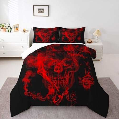Feelyou Skull Comforter Decor 3D Bedding Set King Size for Adults Teens