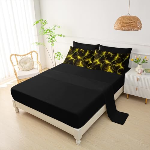 QOOMO Yellow Lightning 7 Pieces Comforter Set King,Neon Bedding Set