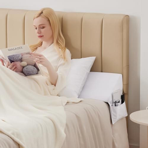 MEGCXIT Queen Bed Wedge Pillow for Headboard, 60"x10"x6", White