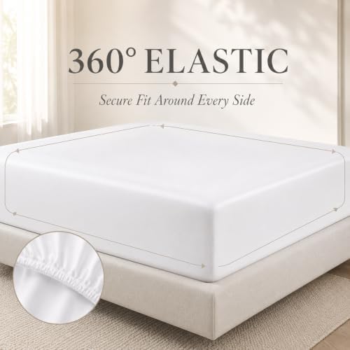 King Size Sheets Set,15" Deep Pocket Fitted Sheet & Pillowcase Sets, Silver