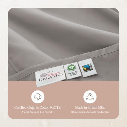 100% Organic Cotton Pillow Cases Standard Size Set of 2-100% Cotton Pillowcases GOTS Certified 300 Thread Count -Naturally Cooling Comfortable Breathable & Soft Pillow Cases (Classic Grey, Standard)
