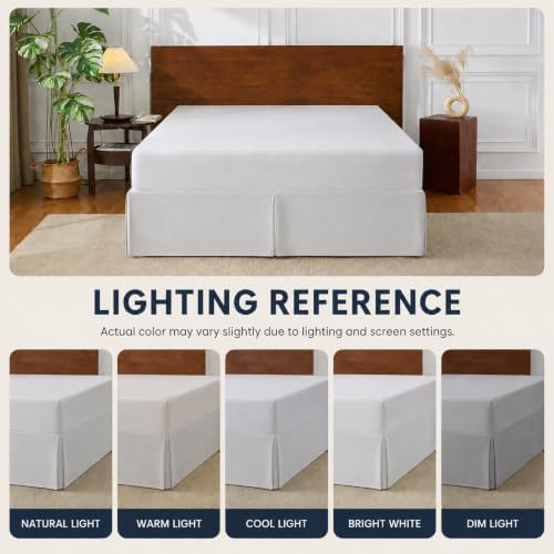Cathay Home Double Brushed Microfiber Pleated Easy Fit Bed Skirt, Ultra Soft, Fade and Wrinkle Resistant - Light Grey, King